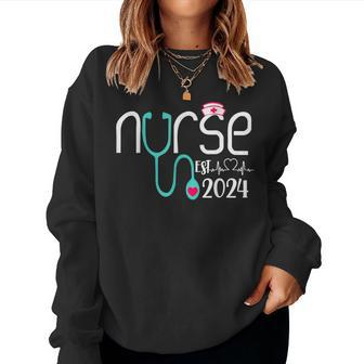 Nurse Est 2024 Rn Nursing School Graduation Graduate Bsn Women Sweatshirt - Thegiftio UK