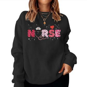 Nurse Valentines Day Valentine Scrub Top Scrubs Nicu Women Sweatshirt - Monsterry DE