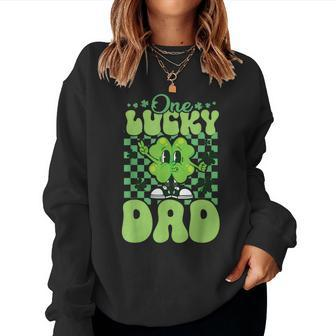 One Lucky Dad Groovy Retro Dad St Patrick's Day Women Sweatshirt | Mazezy CA