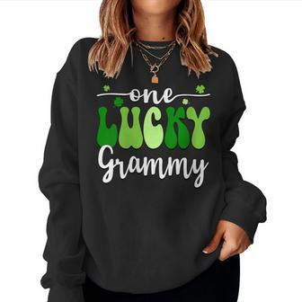 One Lucky Grammy Groovy Retro Grammy St Patrick's Day Women Sweatshirt - Seseable