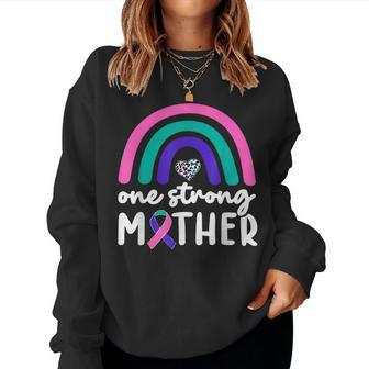 One Strong Mother Teal Rainbow Warrior Thyroid Cancer Month Women Sweatshirt - Monsterry CA