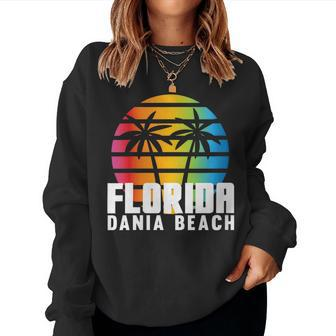 Original Dania Beach Retro Sunset Fl Beach Lifestyle Dania Women Sweatshirt - Monsterry