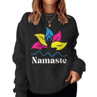 Pan Pride Subtle Pansexual Yoga Lotus Flower Namaste Yogi Women Sweatshirt - Monsterry UK