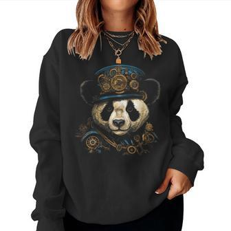 Panda Bear Steampunk Vintage Animal Panda Lover Women Sweatshirt - Thegiftio UK