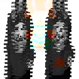 Panda Géant Coucher De Soleil Rétro Style Safariintage Années 70 Women Sweatshirt - Cadeauxyz