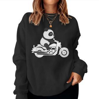 Panda Motorcycle Biker Panda Bear Motorcycle Bike Motorsport Women Sweatshirt - Monsterry