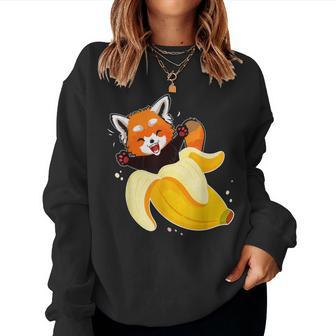 Panda Pajamas Red Panda In Banana Panda Bear Fruit Addicts Women Sweatshirt - Monsterry UK