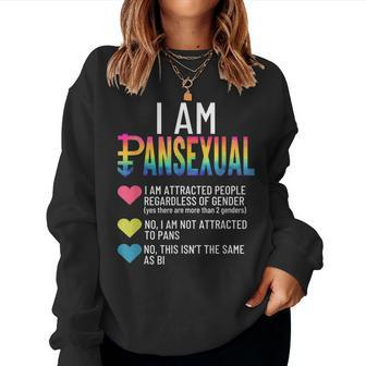I Am Pansexual Lgbtqia Pride Rainbow Hearts Definition Short Sleeve Women Sweatshirt - Seseable