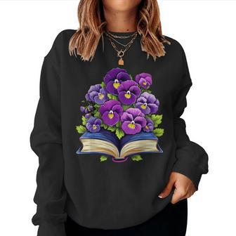 Pansies Flowers Book Pansy Floral Women Sweatshirt - Thegiftio UK