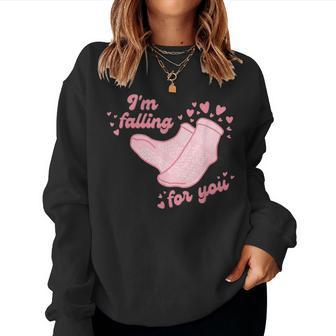 Pct Valentine's Day Cna Fall Risk Falling For You Healthcare Women Sweatshirt - Monsterry UK