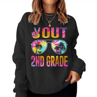 Peace Out 2Nd Grade Tie Dye Graduation Last Day Of School Women Sweatshirt | Mazezy