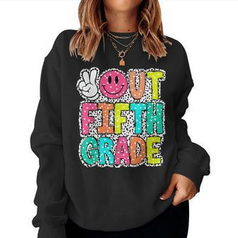 Peace Out Fifth Grade Dalmatian Dots Last Day Of School Women Sweatshirt - Monsterry