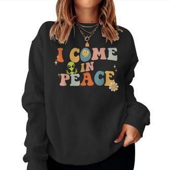 I Come In Peace Im Peace Groovy Matching Couples Women Sweatshirt - Thegiftio UK