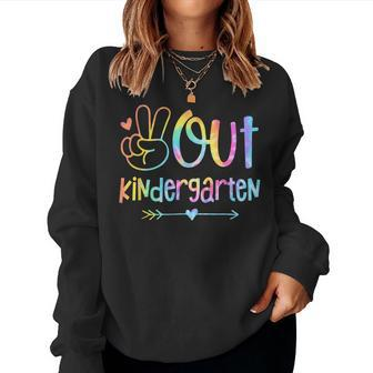 Peace Out Kindergarten Tie Dye Last Day Of School Teacher Women Sweatshirt - Seseable