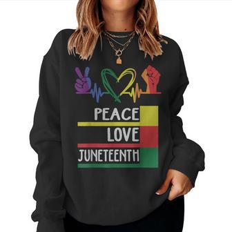 Peace Love Junenth Pride Black Girl Queen Men Women Sweatshirt - Monsterry AU
