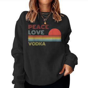 Peace Love Vodka Retro Vintage Women Sweatshirt - Monsterry