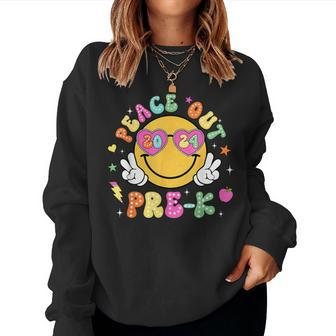 Peace Out Pre-K Cute Groovy Last Day Of Pre-K Women Sweatshirt - Monsterry DE