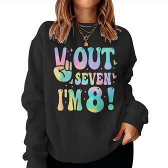 Peace Out Seven I'm 8 Year Old Girl 8Th Birthday Tie Dye Women Sweatshirt - Seseable