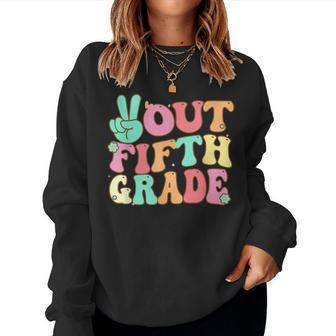 Peace Sign Out Fifth Grade Last Day School 5Th Graduation Women Sweatshirt - Monsterry DE