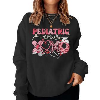Pediatric Crew Nurse Valentine Leopard Crew Peds Women Sweatshirt - Thegiftio UK