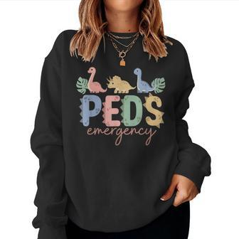 Pediatric Emergency Nurse Dinosaurs Peds Er Nurse Women Women Sweatshirt | Mazezy