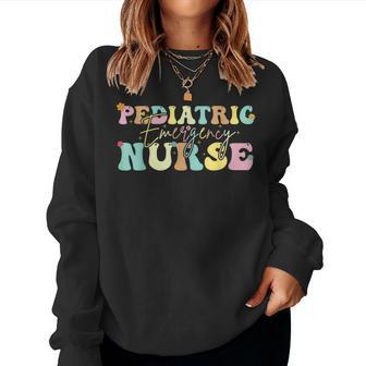 Pediatric Emergency Nurse Er Nurse Pediatric Er Nurse Groovy Women Sweatshirt - Monsterry AU