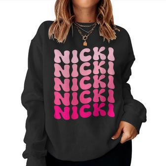 Personalized Name Nicki I Love Nicki Pink Vintage Women Sweatshirt - Monsterry