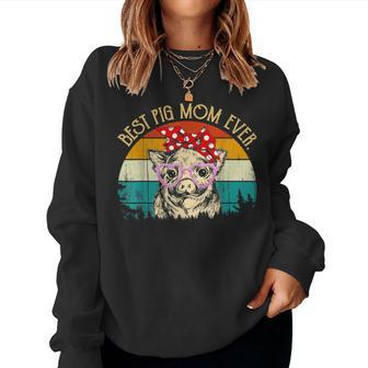 Pig Vintage Retro Style Mother's Day Best Pig Mom Ever Women Sweatshirt - Monsterry CA