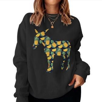 Pineapple Hawaiian Mule Print Donkey Girl Women Sweatshirt - Monsterry UK