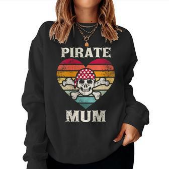 Pirate Mum Heart Vintage Skull Heart Women Sweatshirt - Monsterry CA