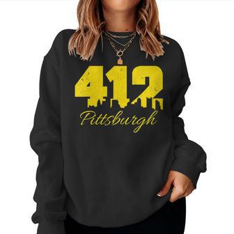 Pittsburgh 412 City Skyline Yellow Pittsburgh Women Sweatshirt - Monsterry UK