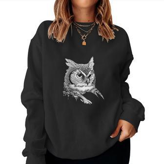 Pocket Owl Great Horned Owl Emblem Graphic Women Sweatshirt - Monsterry