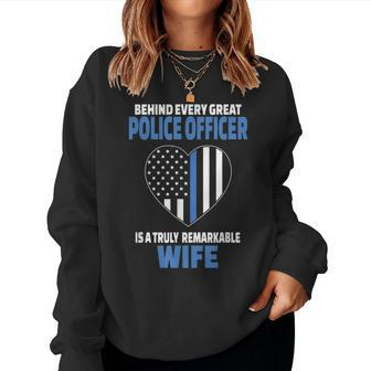 Police Officer Wife Cute Heart Flag Women Sweatshirt - Monsterry DE