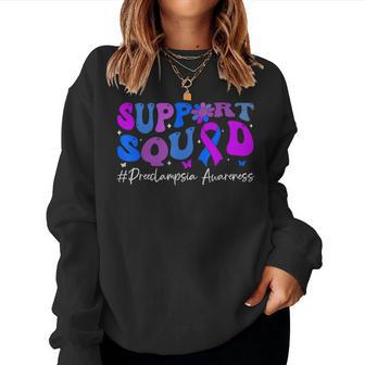 Preeclampsia Awareness Support Squad Groovy Women Women Sweatshirt - Seseable