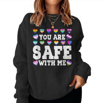 Pride Month You Are Safe With-Me Lgbtq Social Support Women Sweatshirt - Monsterry CA