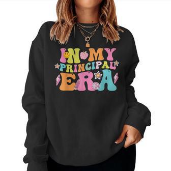 In My Principal Era Groovy Back To School Teacher Life Women Sweatshirt - Monsterry AU