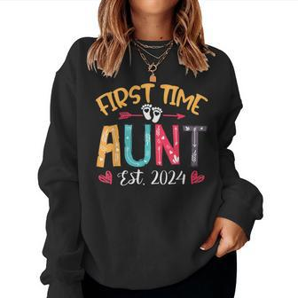 Promoted To Auntie Est 2024 Cute First Time Aunt Women Sweatshirt - Monsterry DE