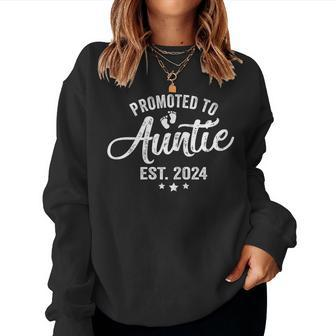 Promoted To Auntie Est 2024 Soon To Be New Aunt Baby Reveal Women Sweatshirt - Seseable