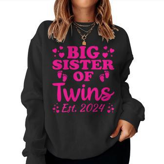 Promoted To Big Sister Of Twins Est 2024 Baby Announcement Women Sweatshirt - Monsterry CA