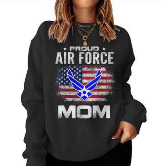 Proud Air Force Mom With American Flag Veteran Women Sweatshirt - Monsterry CA