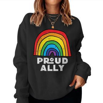 Proud Ally Rainbow Flag Gay Ally Pride Month Lgbtq Women Women Sweatshirt - Thegiftio UK