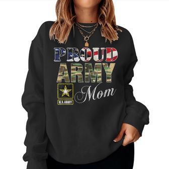 Proud Army Mom With American Flag Veteran Day Women Sweatshirt - Monsterry CA