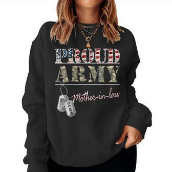 Proud Army Mother-In-Law American Flag Veteran Military Women Sweatshirt - Monsterry UK