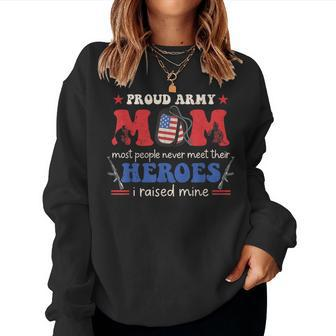 Proud Army Veteran Mom I Raised My Heroes Flag Retro Groovy Women Sweatshirt - Monsterry UK