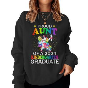 Proud Aunt Of A 2024 Kindergarten Graduate Unicorn Dab Women Sweatshirt - Monsterry DE