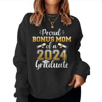Proud Bonus Mom Of A Class Of 2024 Graduate For Graduation Women Sweatshirt - Thegiftio UK