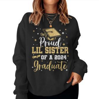 Proud Lil Sister Of A 2024 Graduate Class Of 24 Senior Grad Women Sweatshirt - Monsterry