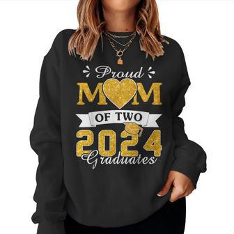 Proud Mom Of Two 2024 Graduates Mother Class Of 2024 Senior Women Sweatshirt - Seseable