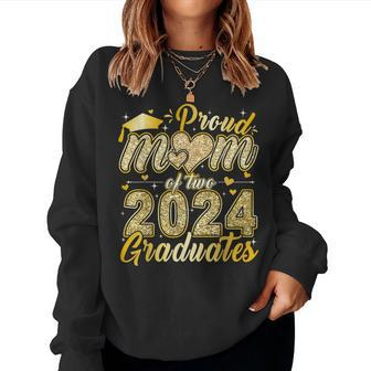 Proud Mom Of Two 2024 Graduates Twins Senior Class Of 2024 Women Sweatshirt - Seseable