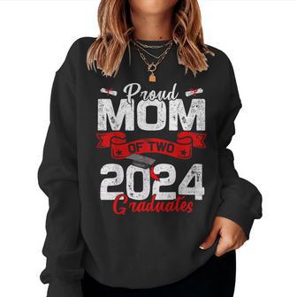 Proud Mom Of Two Class Of 2024 Graduates Twins Graduation Women Sweatshirt - Seseable